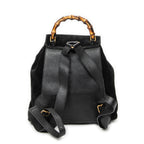 Backpack Large Bamboo Backpack Black Suede Leather