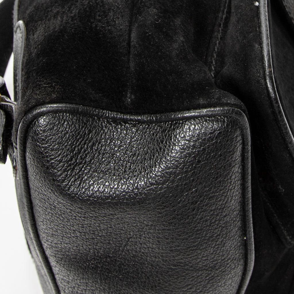 Backpack Large Bamboo Backpack Black Suede Leather