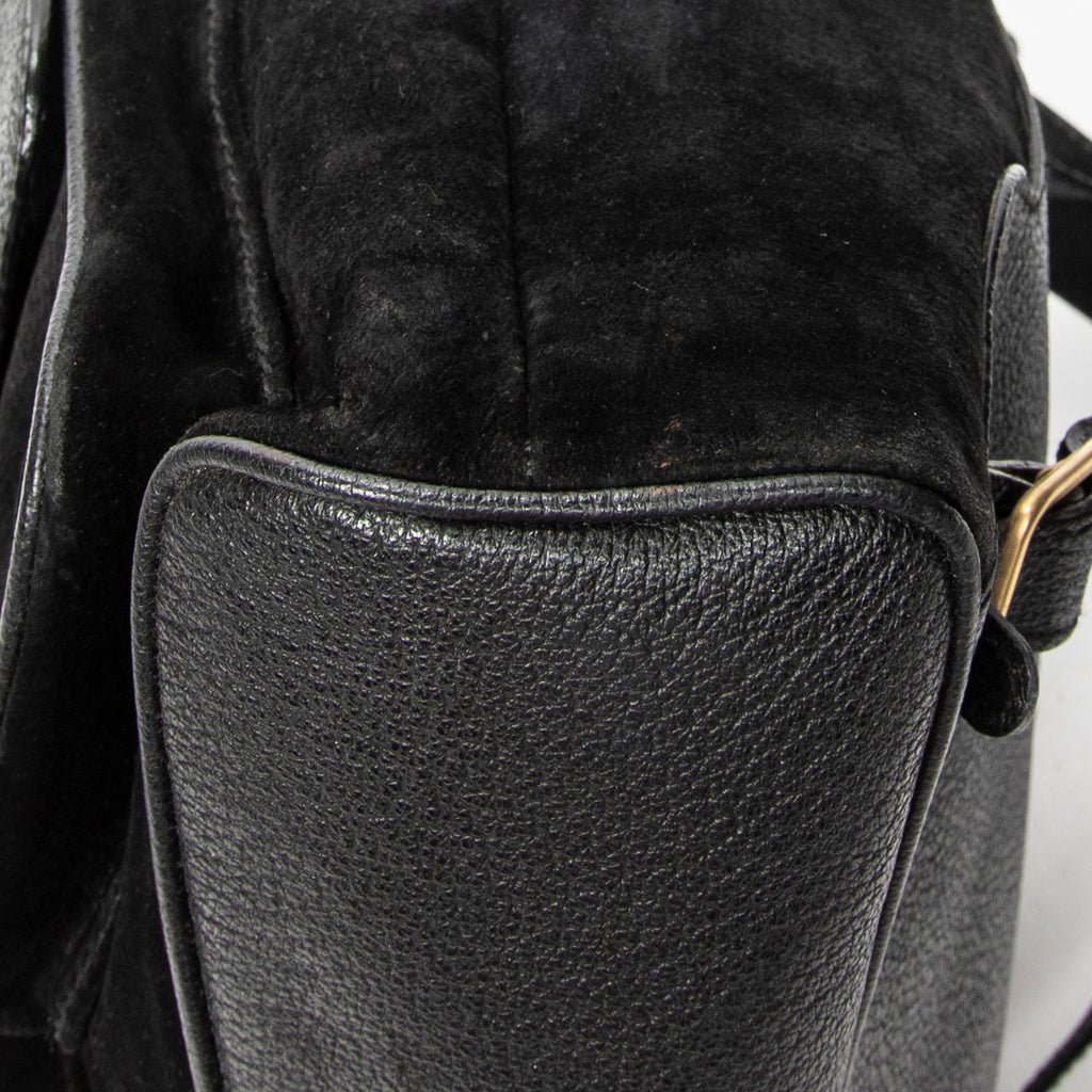 Backpack Large Bamboo Backpack Black Suede Leather