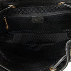 Backpack Large Bamboo Backpack Black Suede Leather