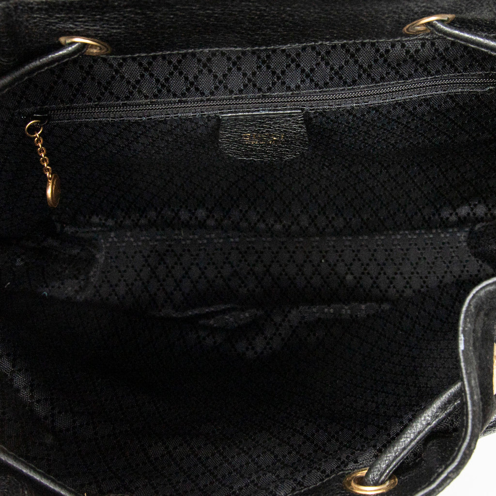 Backpack Large Bamboo Backpack Black Suede Leather