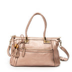Shoulder Bag Bella Bamboo Tote Pink Grained Calfskin Leather