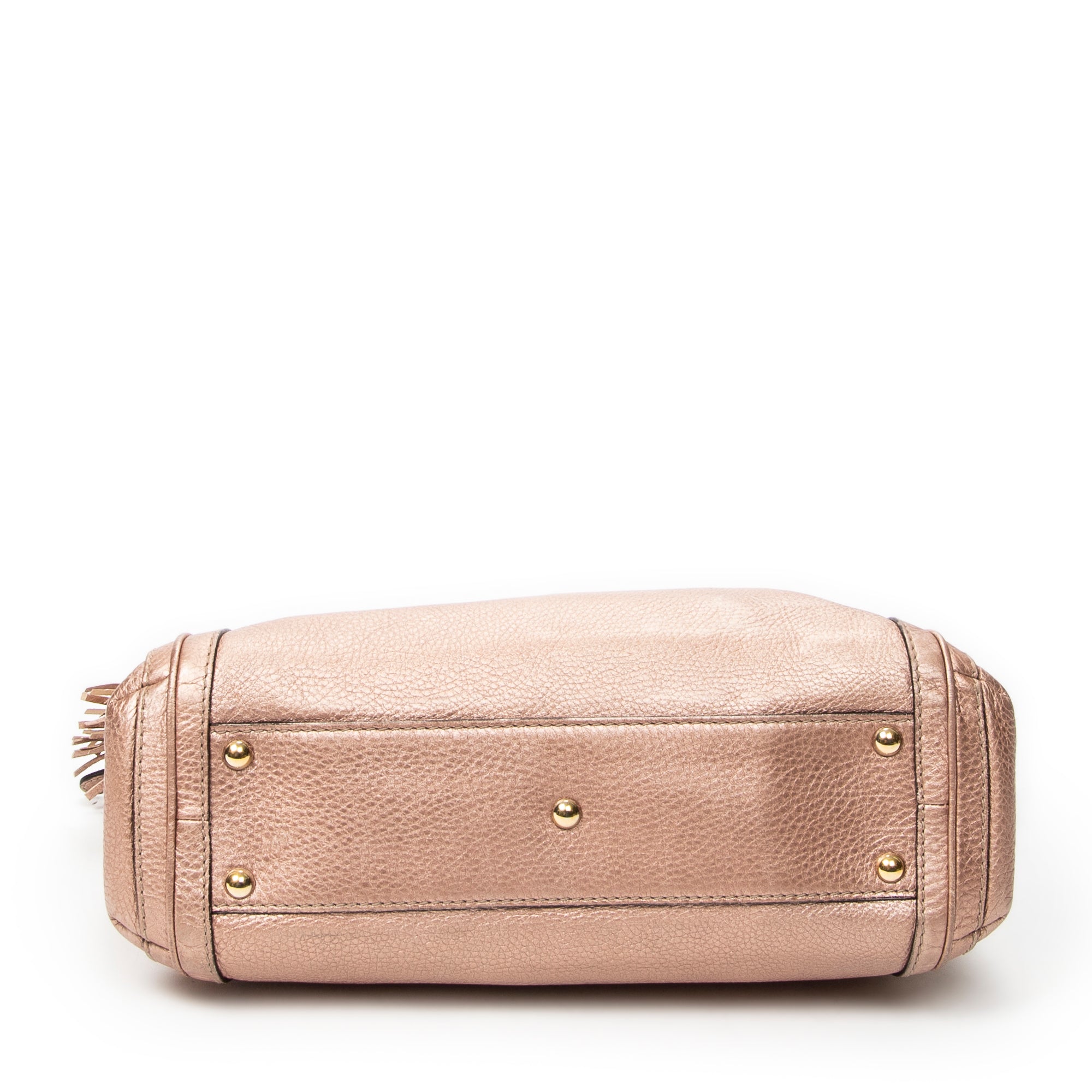 Shoulder Bag Bella Bamboo Tote Pink Grained Calfskin Leather