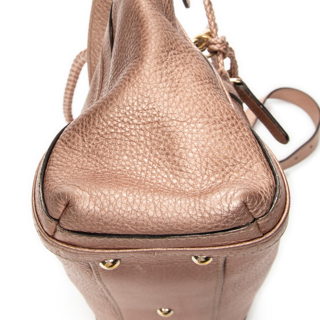 Shoulder Bag Bella Bamboo Tote Pink Grained Calfskin Leather