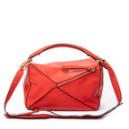 Shoulder Bag Medium Puzzle Bag Red Grained Calfskin Leather