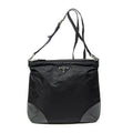 Shoulder Bag Square Zip Crossbody Black Nylon Canvas