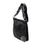 Shoulder Bag Square Zip Crossbody Black Nylon Canvas