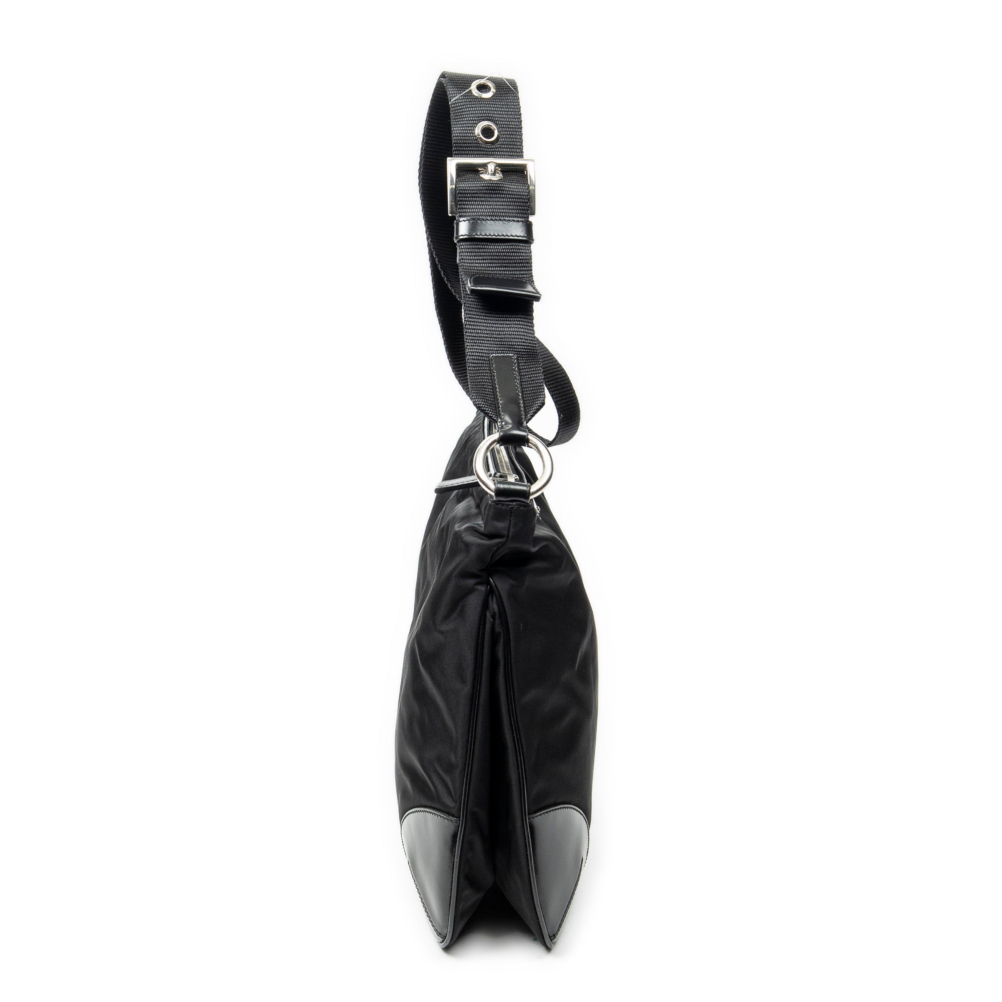 Shoulder Bag Square Zip Crossbody Black Nylon Canvas