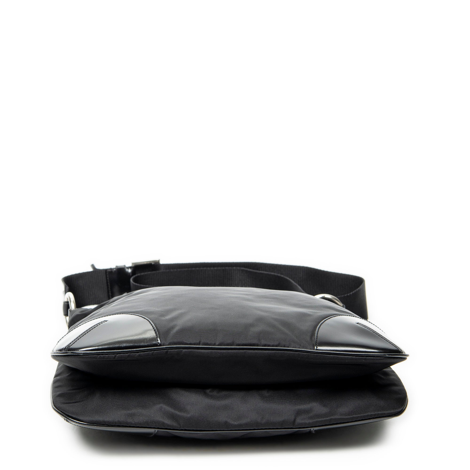 Shoulder Bag Square Zip Crossbody Black Nylon Canvas