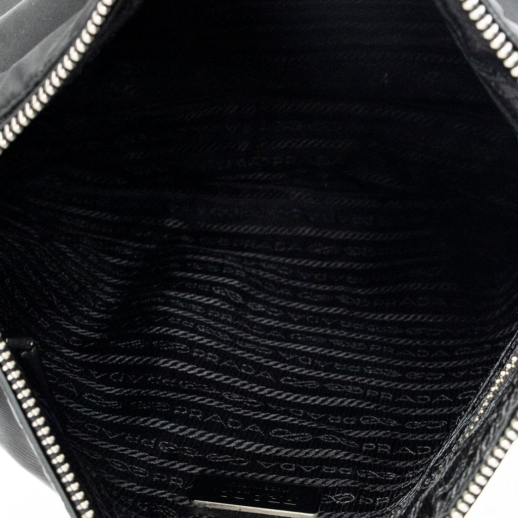 Shoulder Bag Square Zip Crossbody Black Nylon Canvas