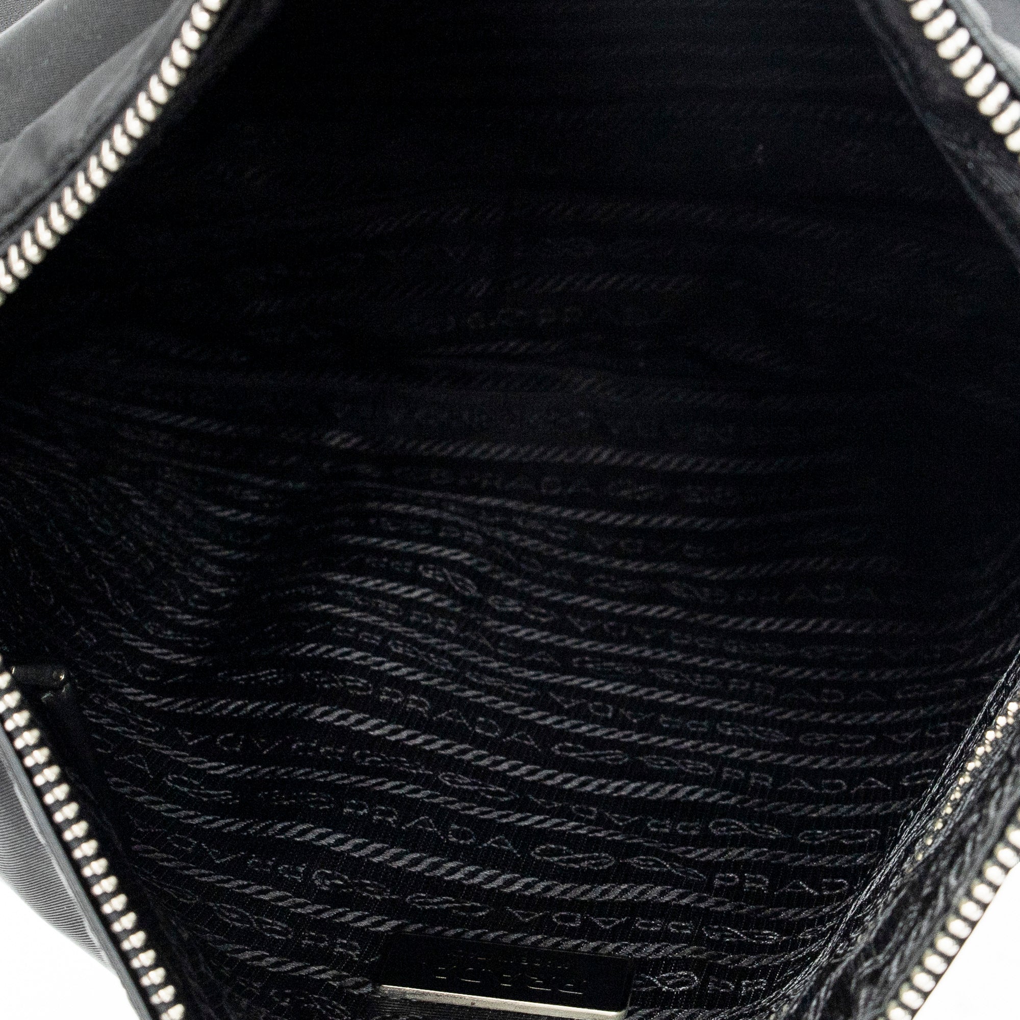 Shoulder Bag Square Zip Crossbody Black Nylon Canvas