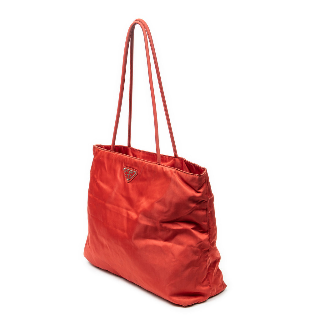 Shoulder Bag Vintage Open Tote Red Nylon Canvas