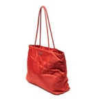 Shoulder Bag Vintage Open Tote Red Nylon Canvas
