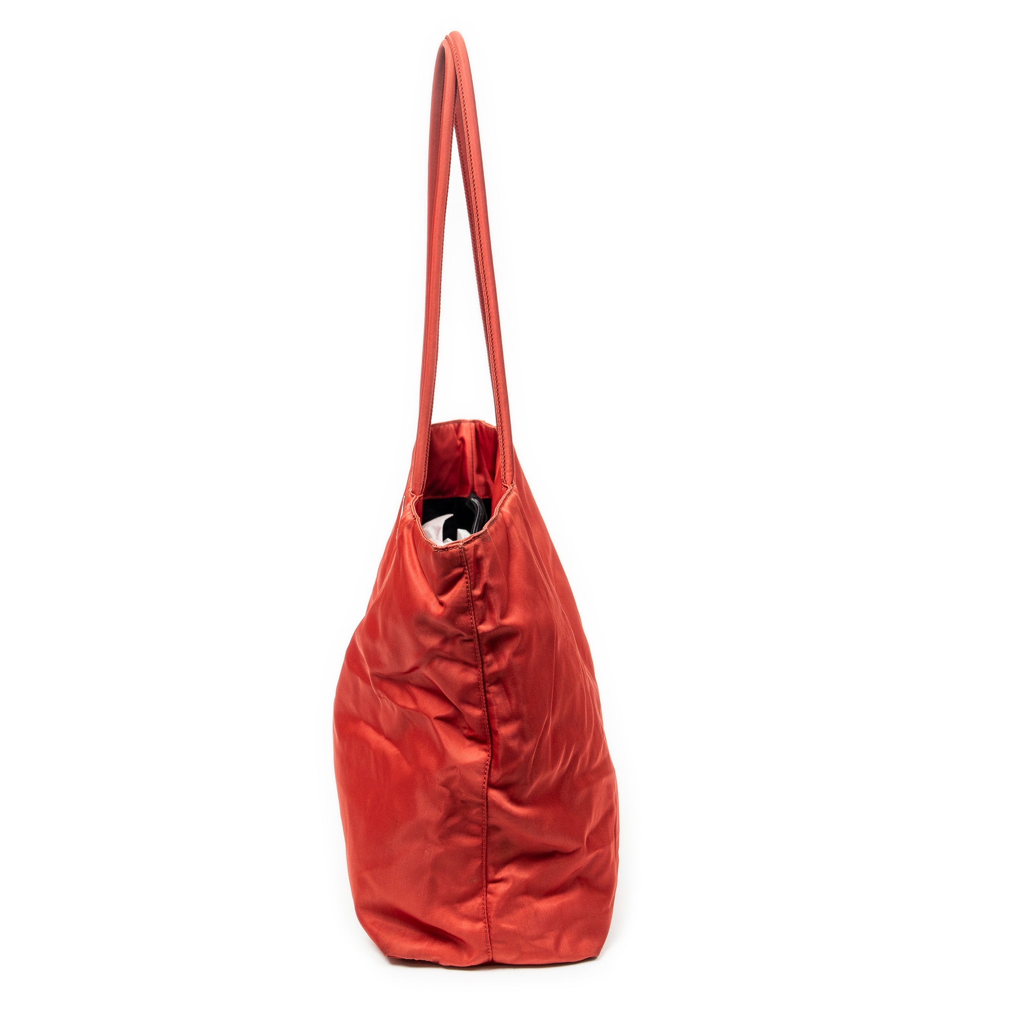 Shoulder Bag Vintage Open Tote Red Nylon Canvas