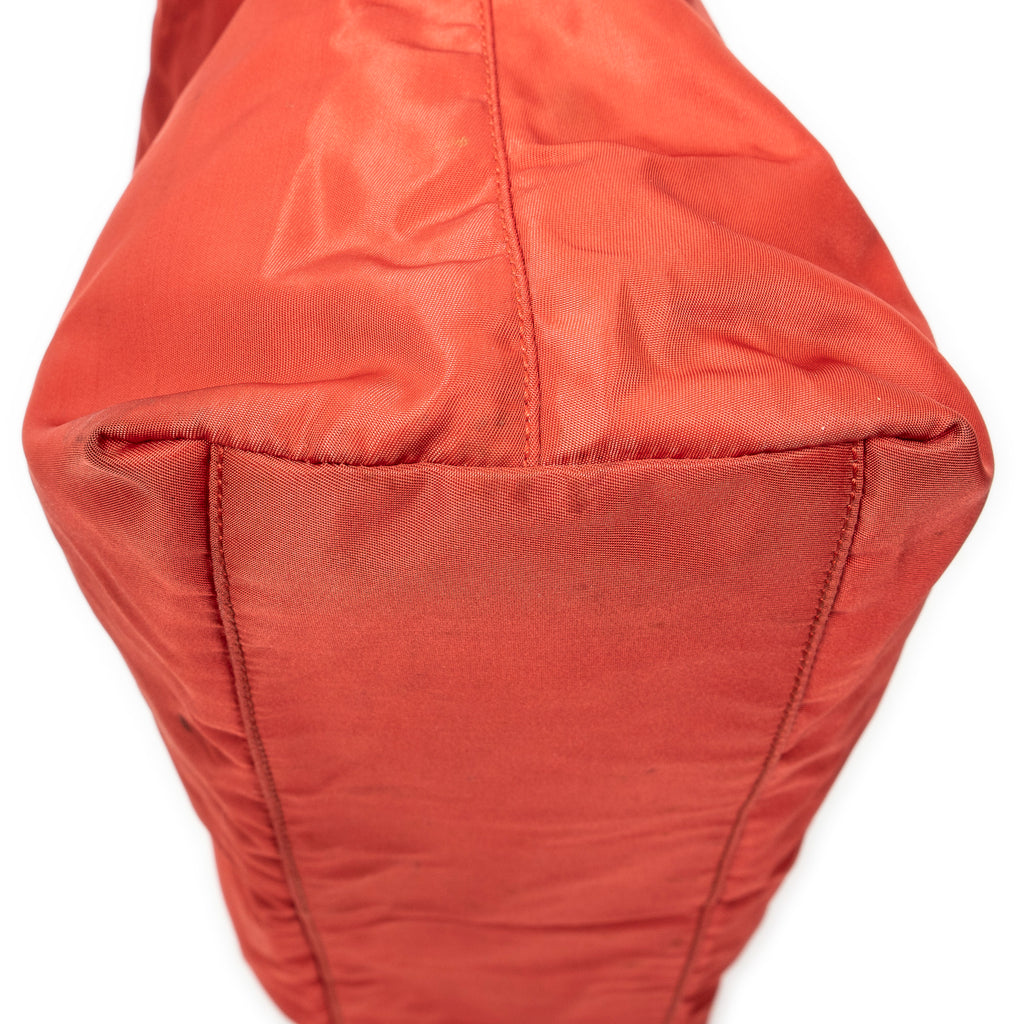 Shoulder Bag Vintage Open Tote Red Nylon Canvas
