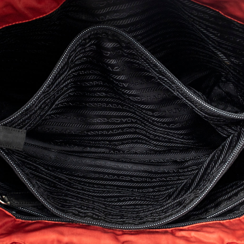 Shoulder Bag Vintage Open Tote Red Nylon Canvas