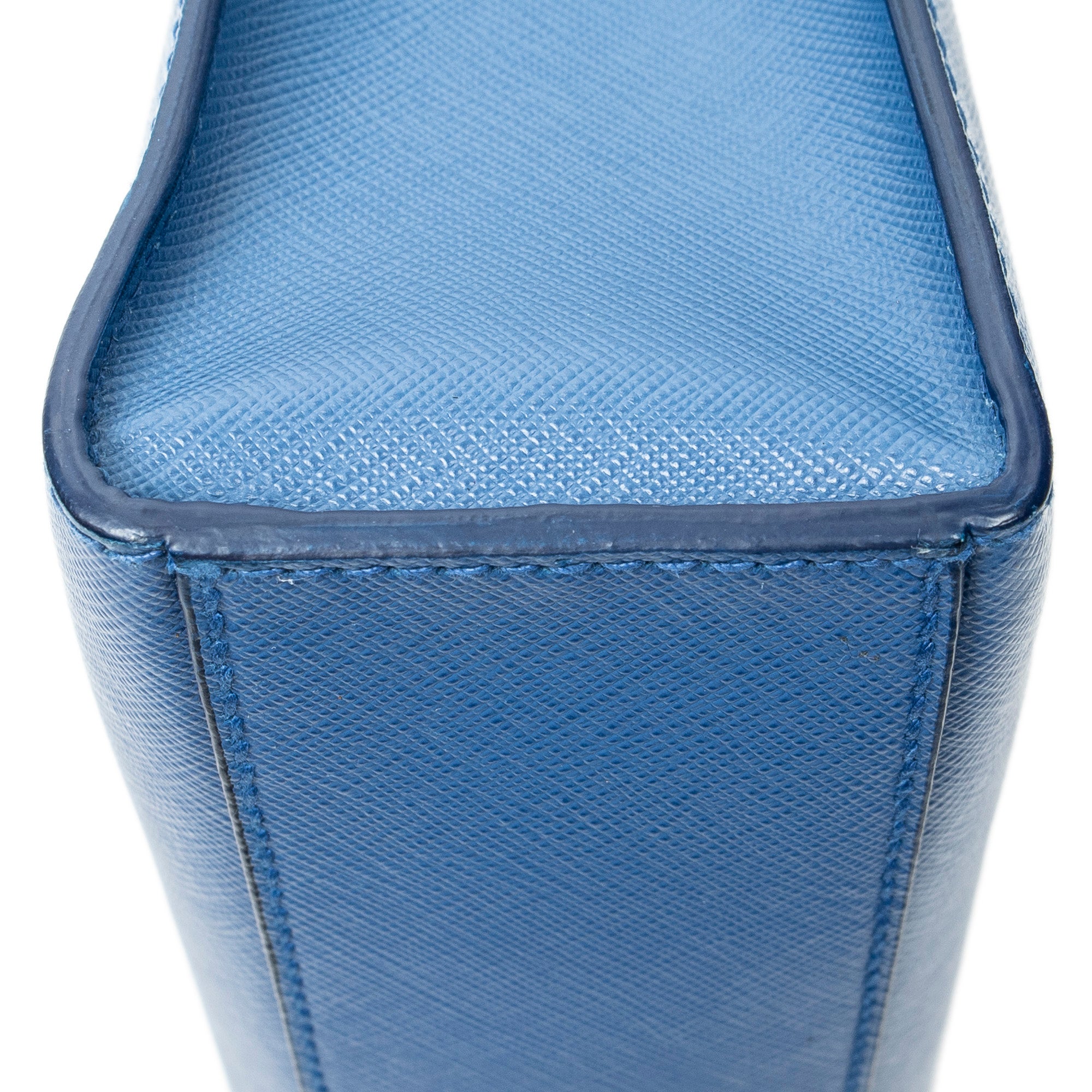 Handbag Vertical Zip Tote Blue Saffiano Leather