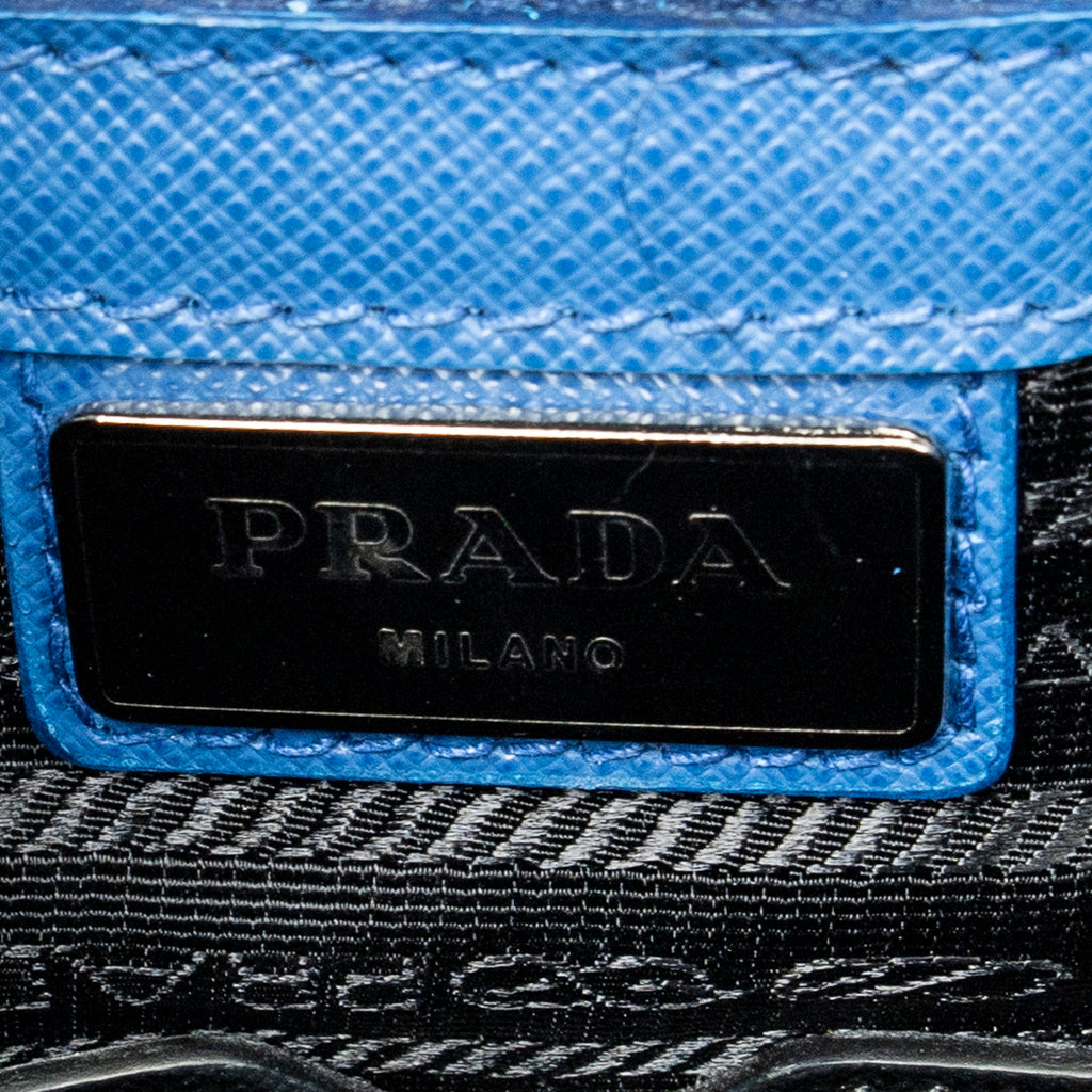 Handbag Vertical Zip Tote Blue Saffiano Leather