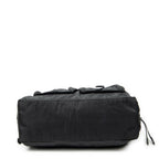 Shoulder Bag Double Pocket Drawstring Tote Black Nylon Canvas