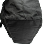 Shoulder Bag Double Pocket Drawstring Tote Black Nylon Canvas