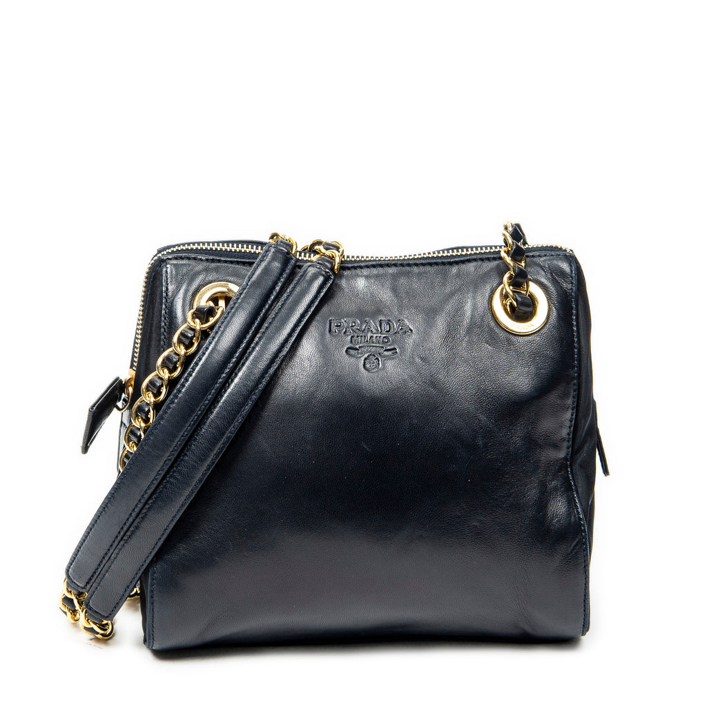 Shoulder Bag Small Chain Shoulder Bag Navy Lambskin Leather