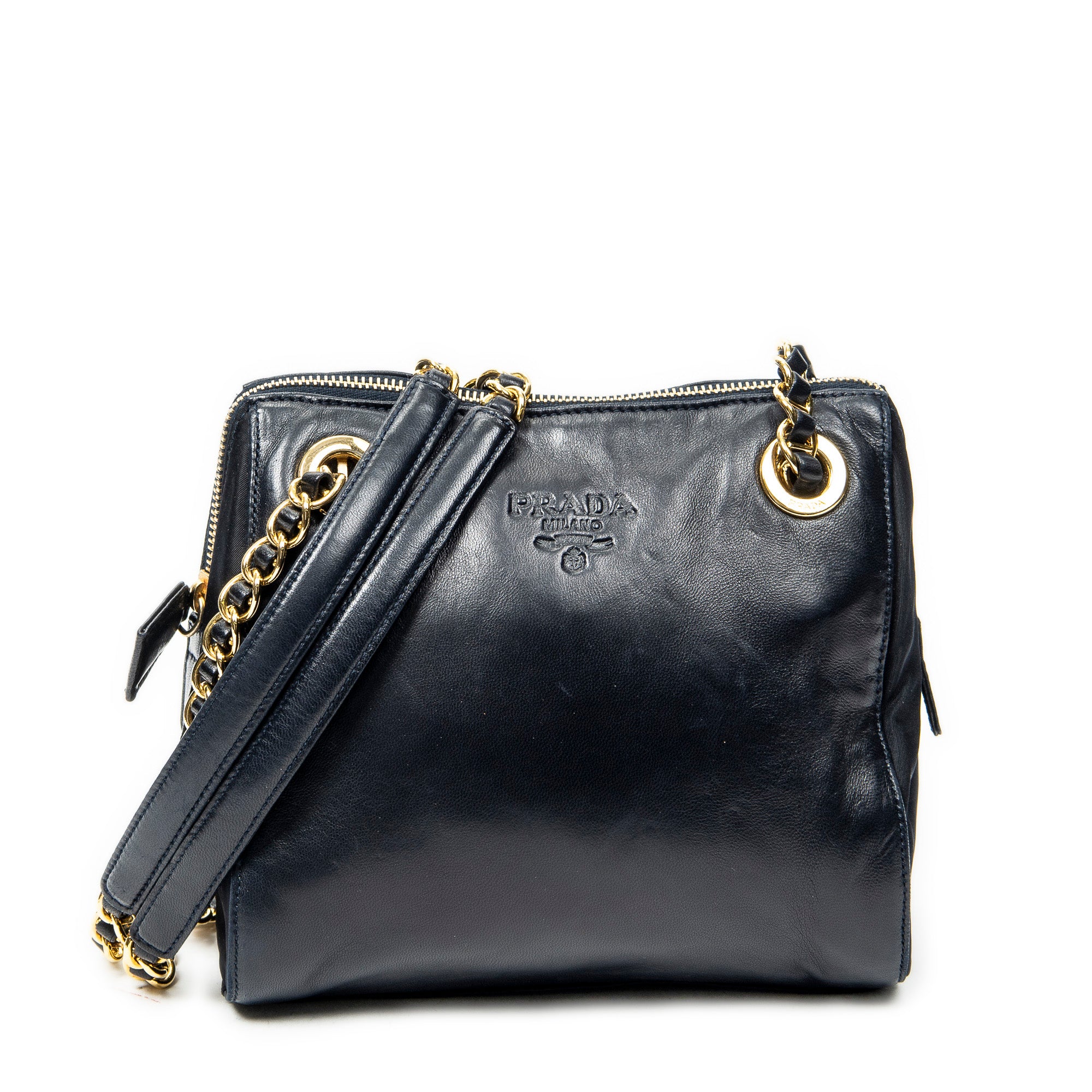 Shoulder Bag Small Chain Shoulder Bag Navy Lambskin Leather