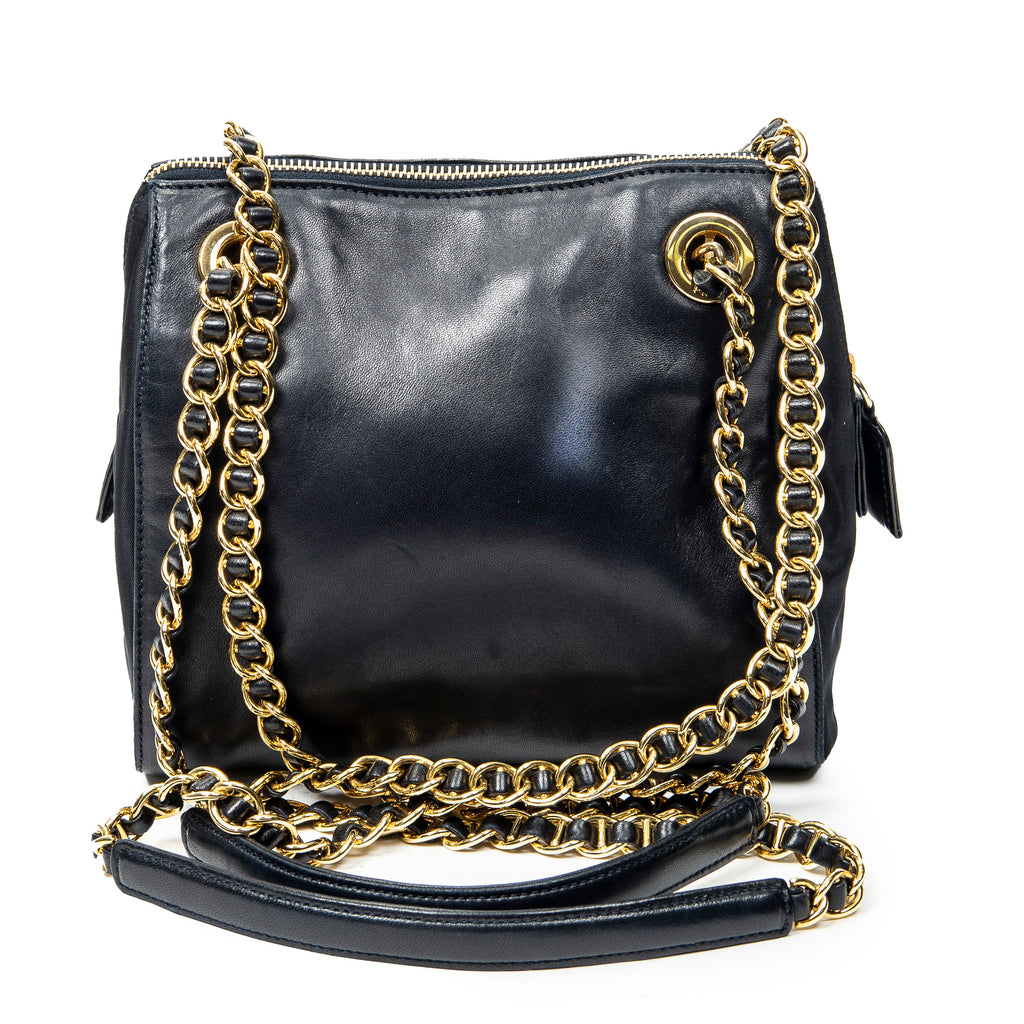 Shoulder Bag Small Chain Shoulder Bag Navy Lambskin Leather