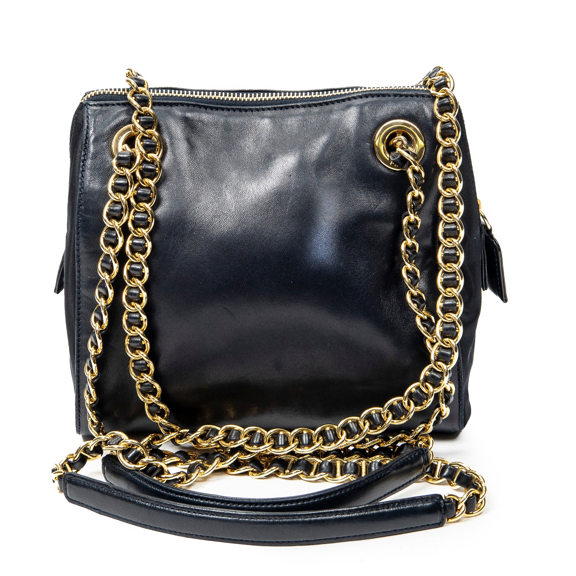 Shoulder Bag Small Chain Shoulder Bag Navy Lambskin Leather