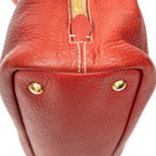 Shoulder Bag Large Side Zip Tote Red Vitello Daino Leather