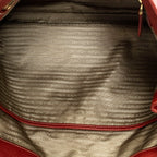 Shoulder Bag Large Side Zip Tote Red Vitello Daino Leather