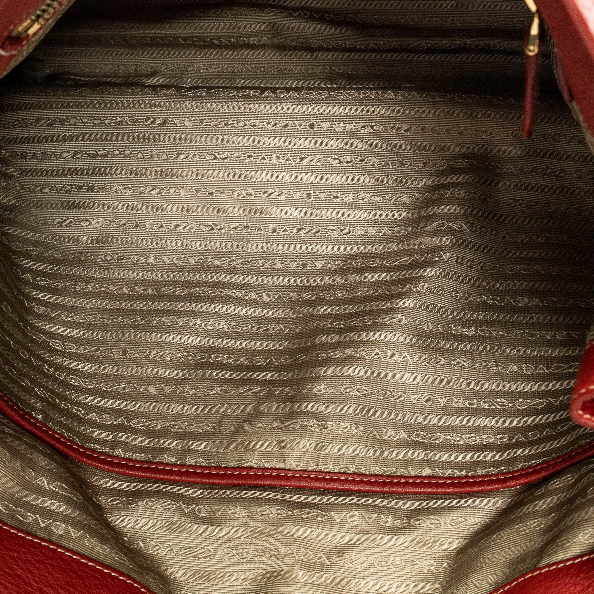 Shoulder Bag Large Side Zip Tote Red Vitello Daino Leather