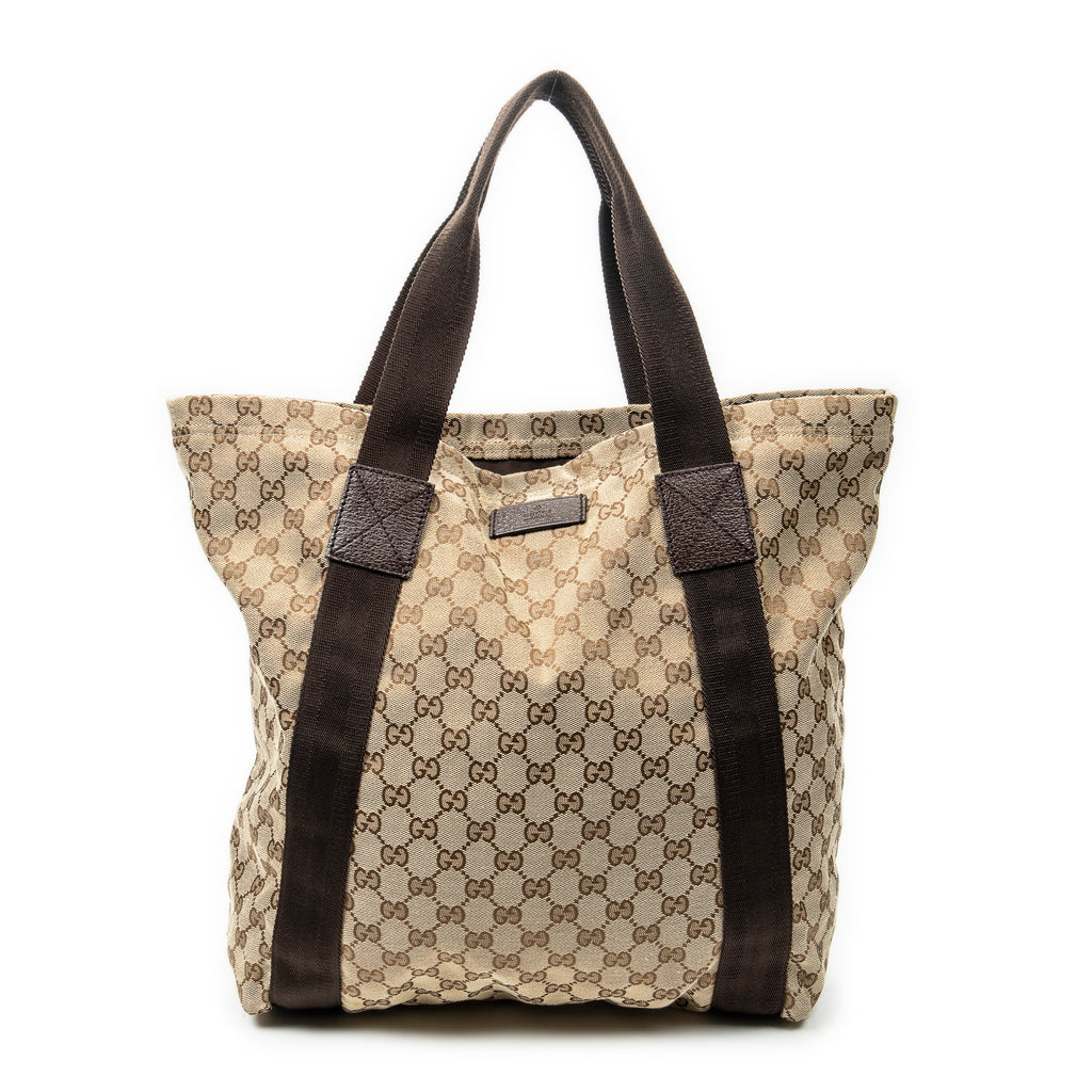 Shoulder Bag Open Shopper Tote Beige Monogrammed Canvas