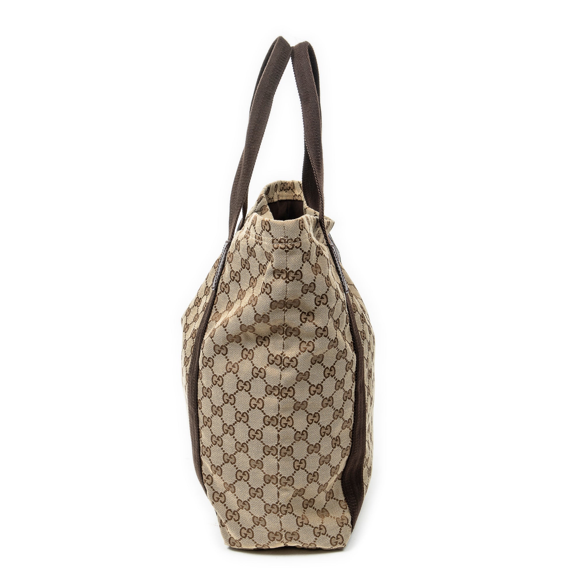 Shoulder Bag Open Shopper Tote Beige Monogrammed Canvas