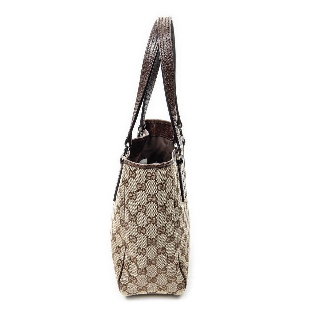 Shoulder Bag Small Shoulder Tote Beige Monogrammed Canvas
