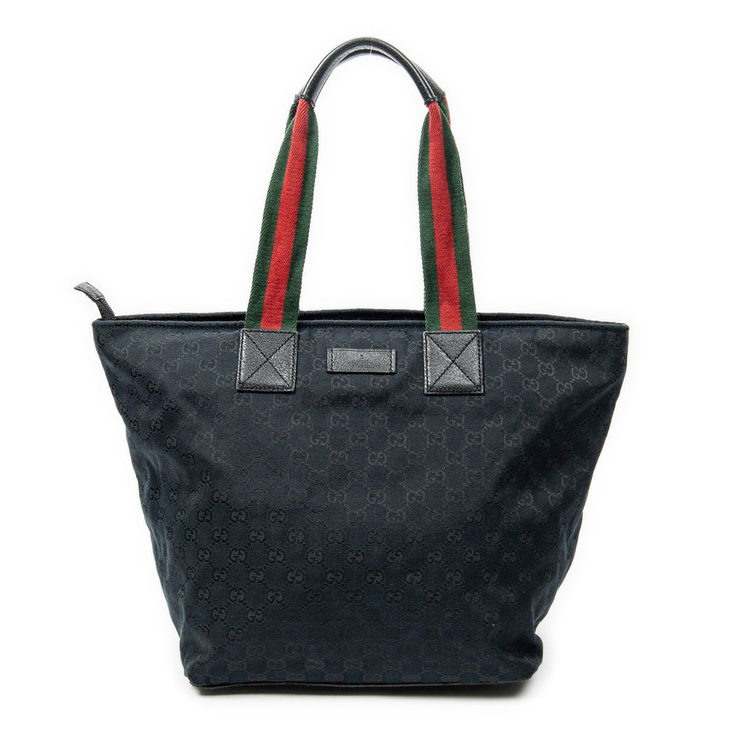 Shoulder Bag Large Web Shopping Tote Black Monogrammed Canvas