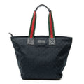 Shoulder Bag Large Web Shopping Tote Black Monogrammed Canvas