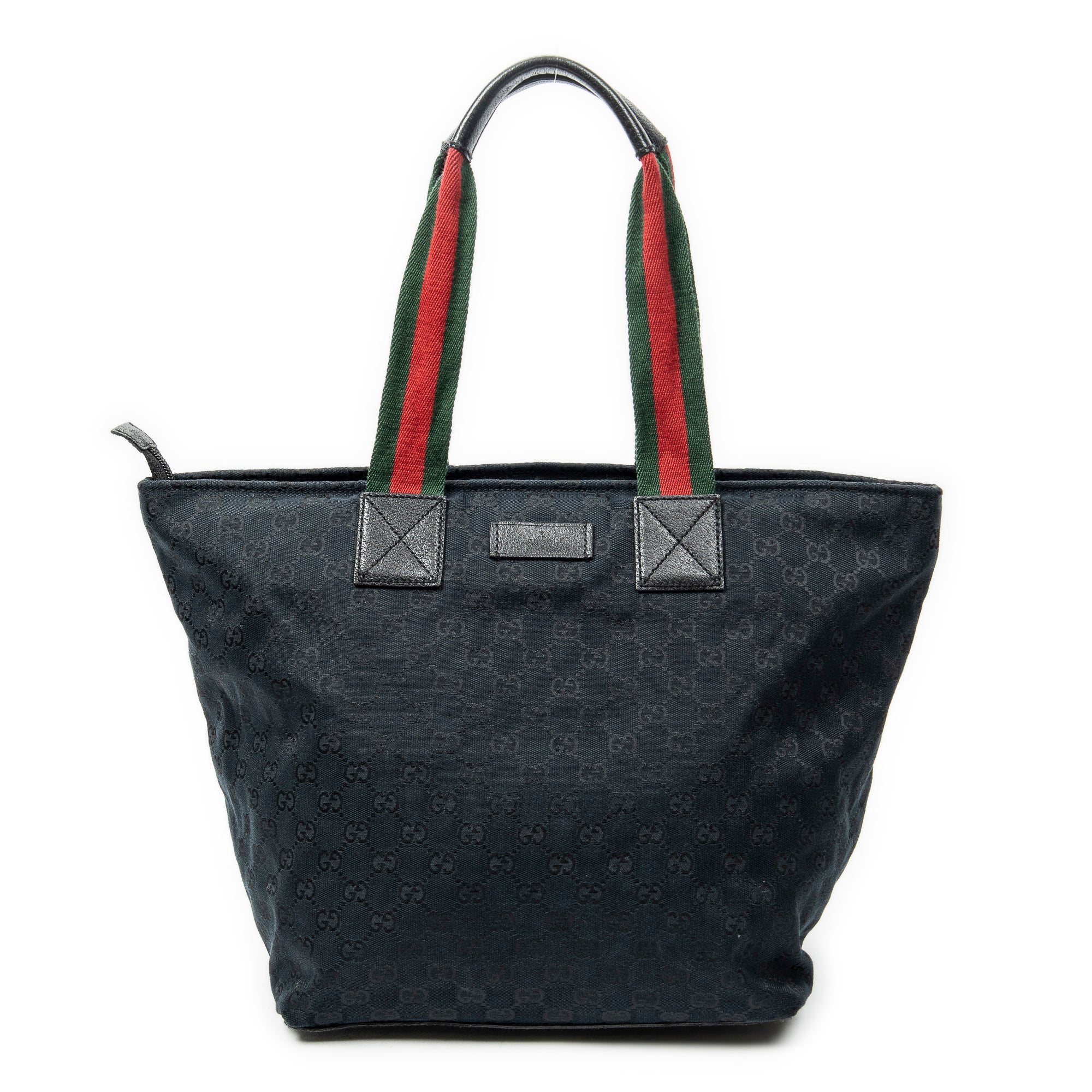 Shoulder Bag Large Web Shopping Tote Black Monogrammed Canvas