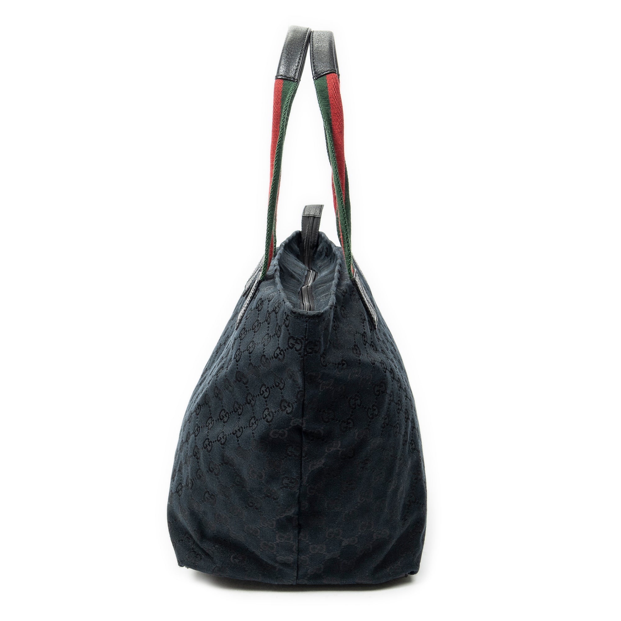 Shoulder Bag Large Web Shopping Tote Black Monogrammed Canvas