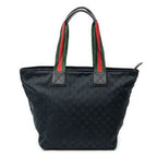 Shoulder Bag Large Web Shopping Tote Black Monogrammed Canvas