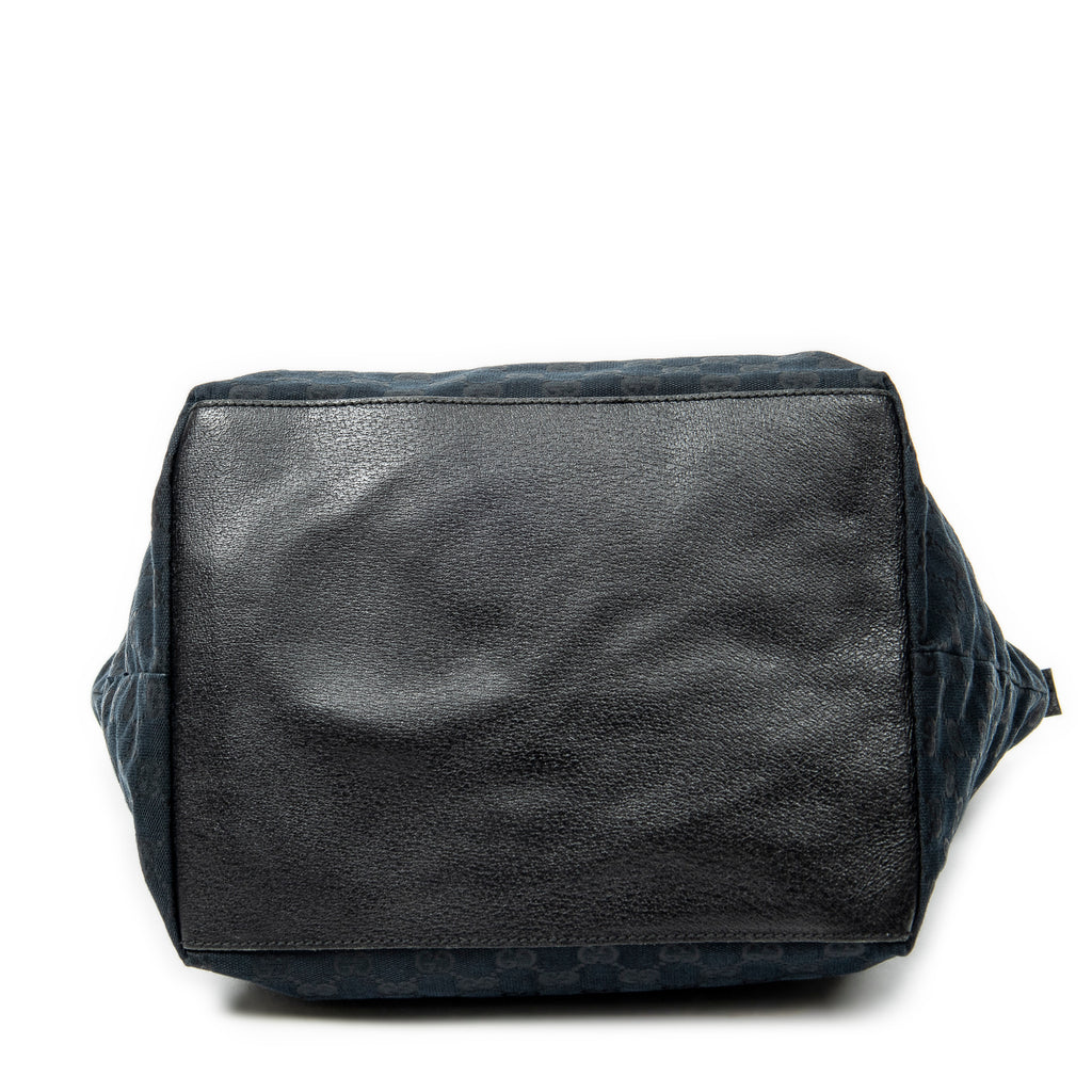 Shoulder Bag Large Web Shopping Tote Black Monogrammed Canvas