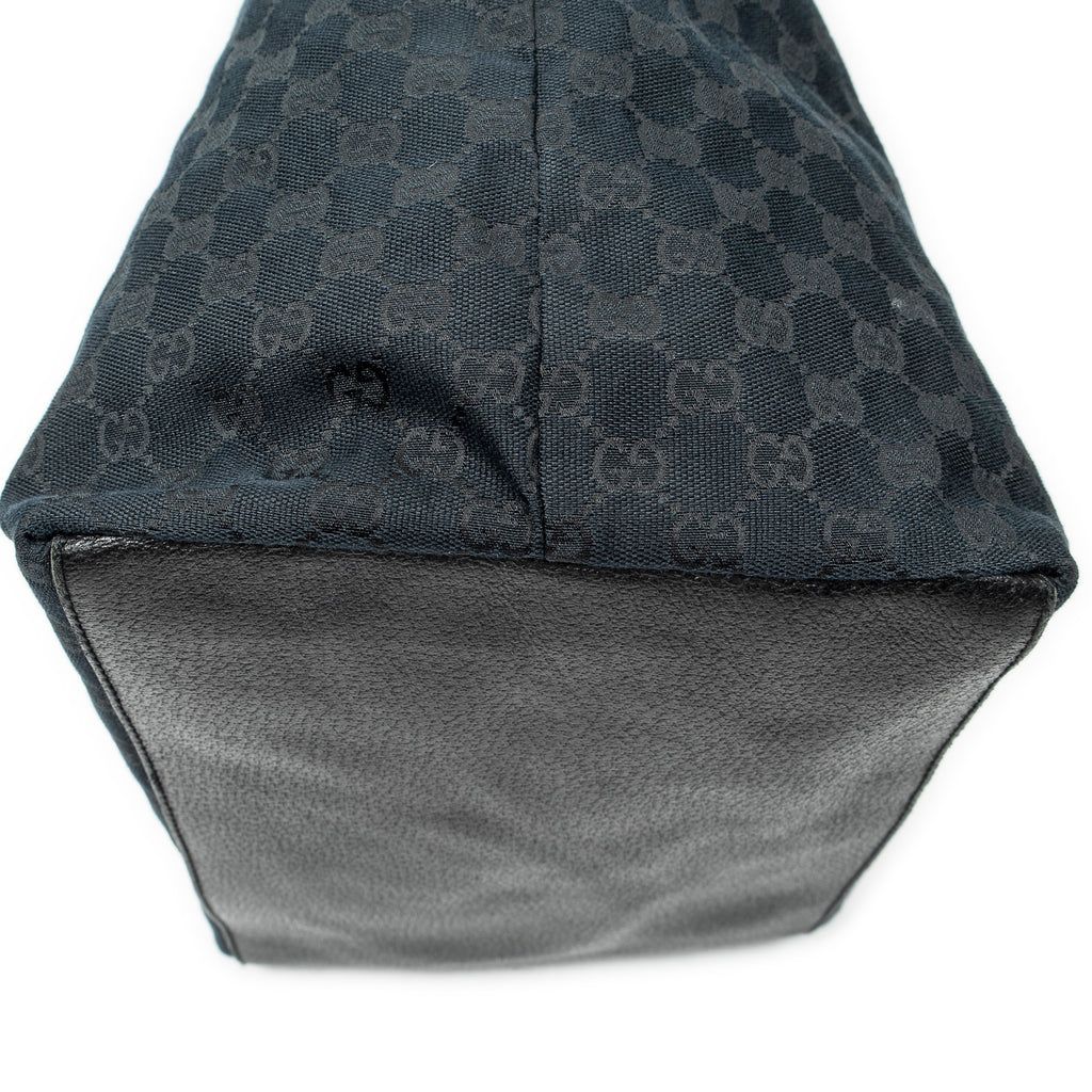 Shoulder Bag Large Web Shopping Tote Black Monogrammed Canvas