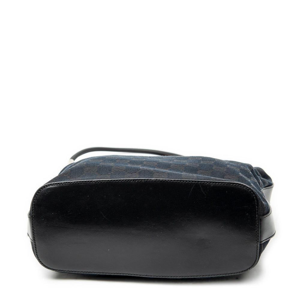 Shoulder Bag Zip Hobo Black Monogrammed Canvas