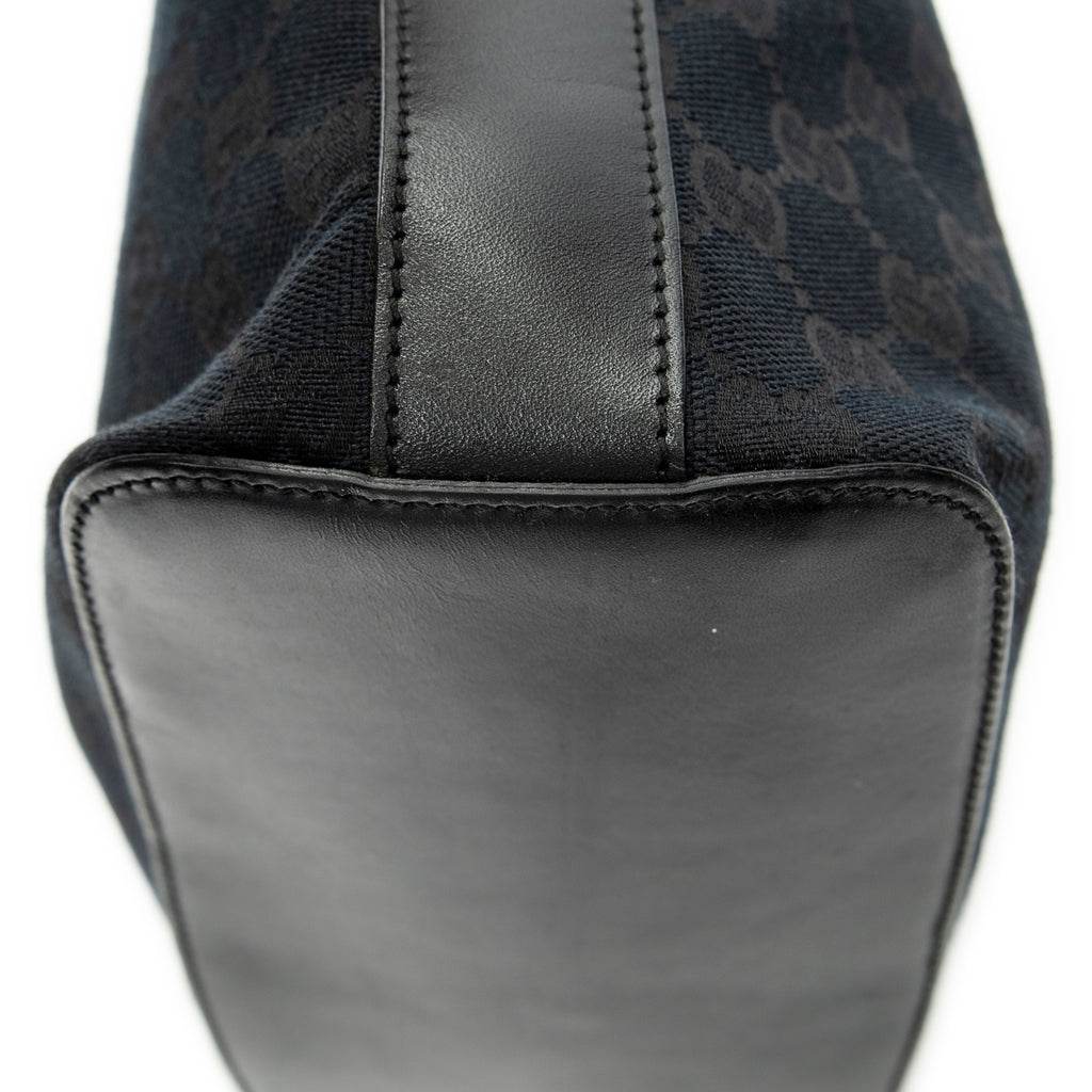 Shoulder Bag Zip Hobo Black Monogrammed Canvas