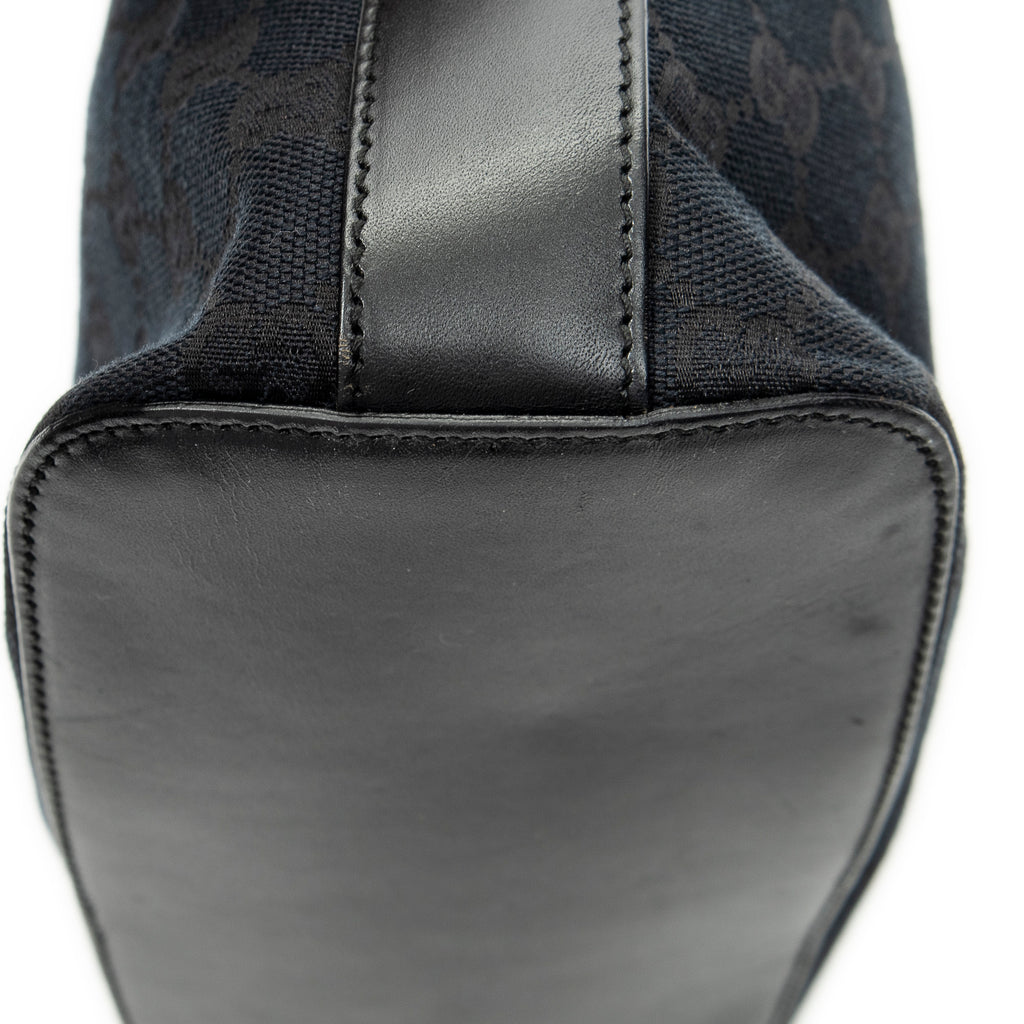 Shoulder Bag Zip Hobo Black Monogrammed Canvas