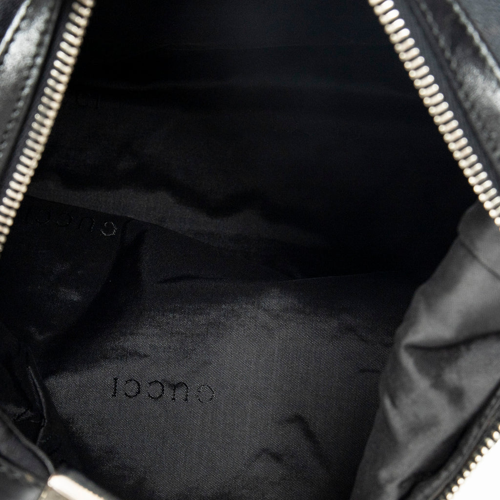Shoulder Bag Zip Hobo Black Monogrammed Canvas