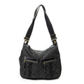 Shoulder Bag Double Pocket Messenger Black Monogrammed Canvas