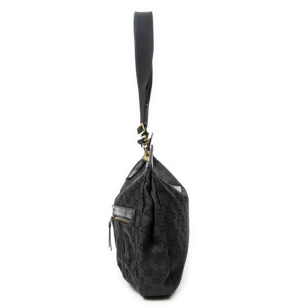 Shoulder Bag Double Pocket Messenger Black Monogrammed Canvas