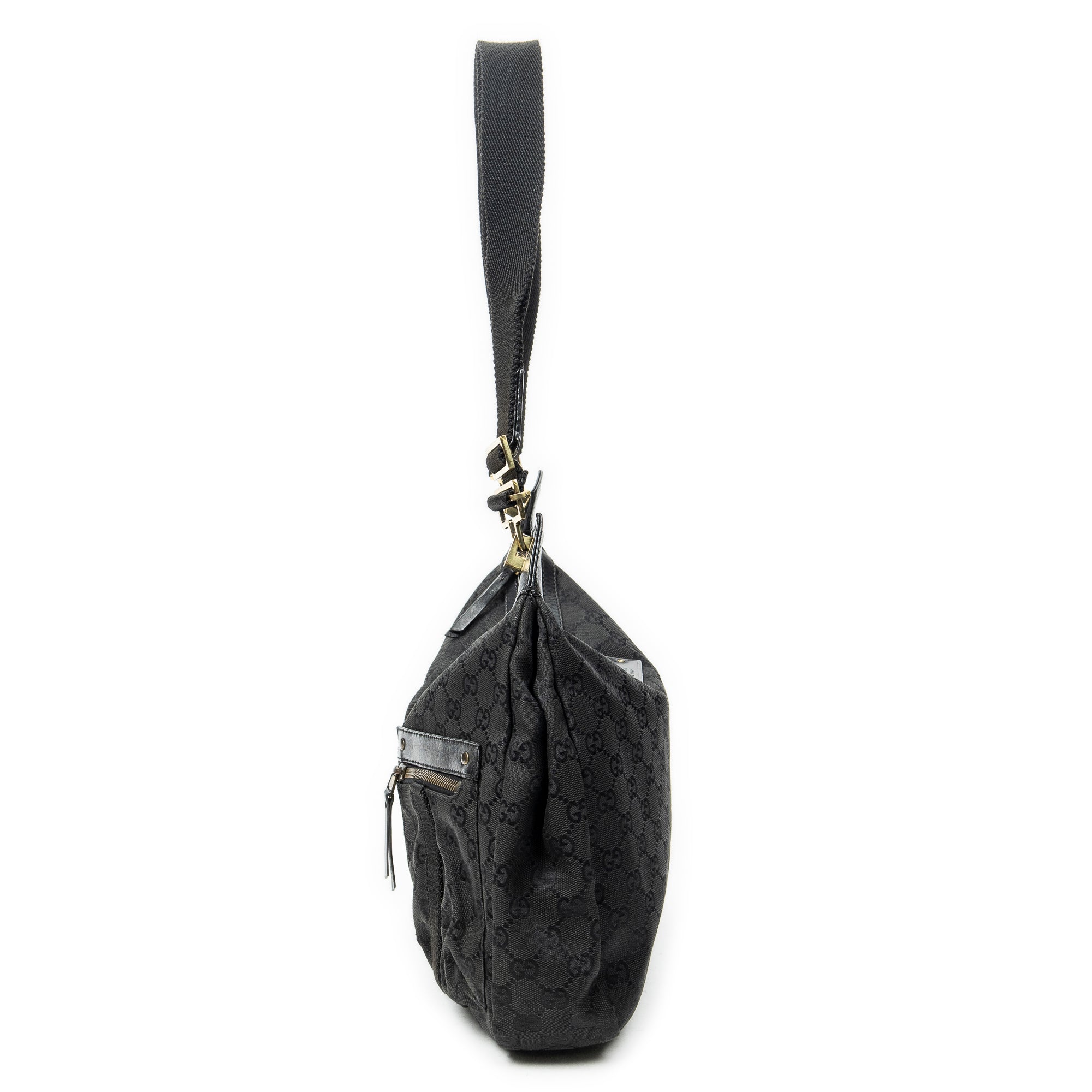Shoulder Bag Double Pocket Messenger Black Monogrammed Canvas