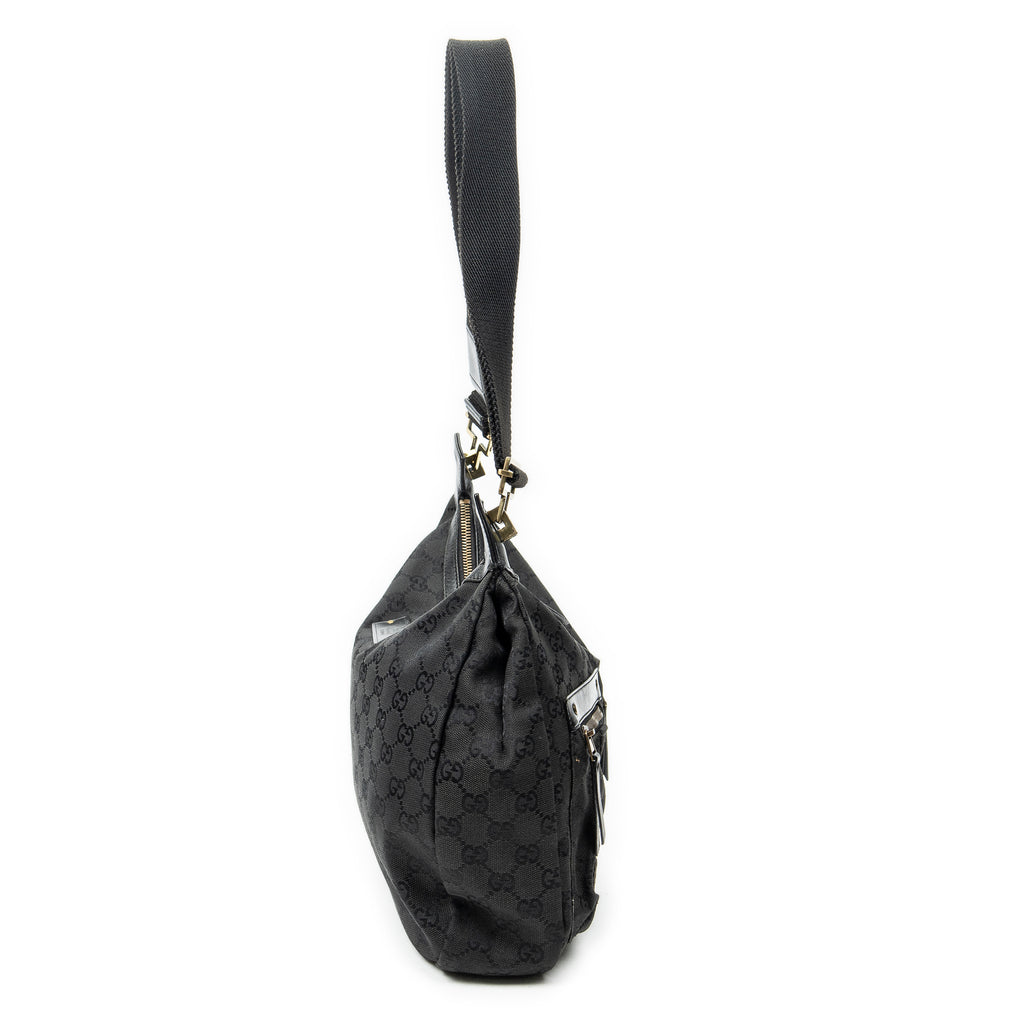 Shoulder Bag Double Pocket Messenger Black Monogrammed Canvas