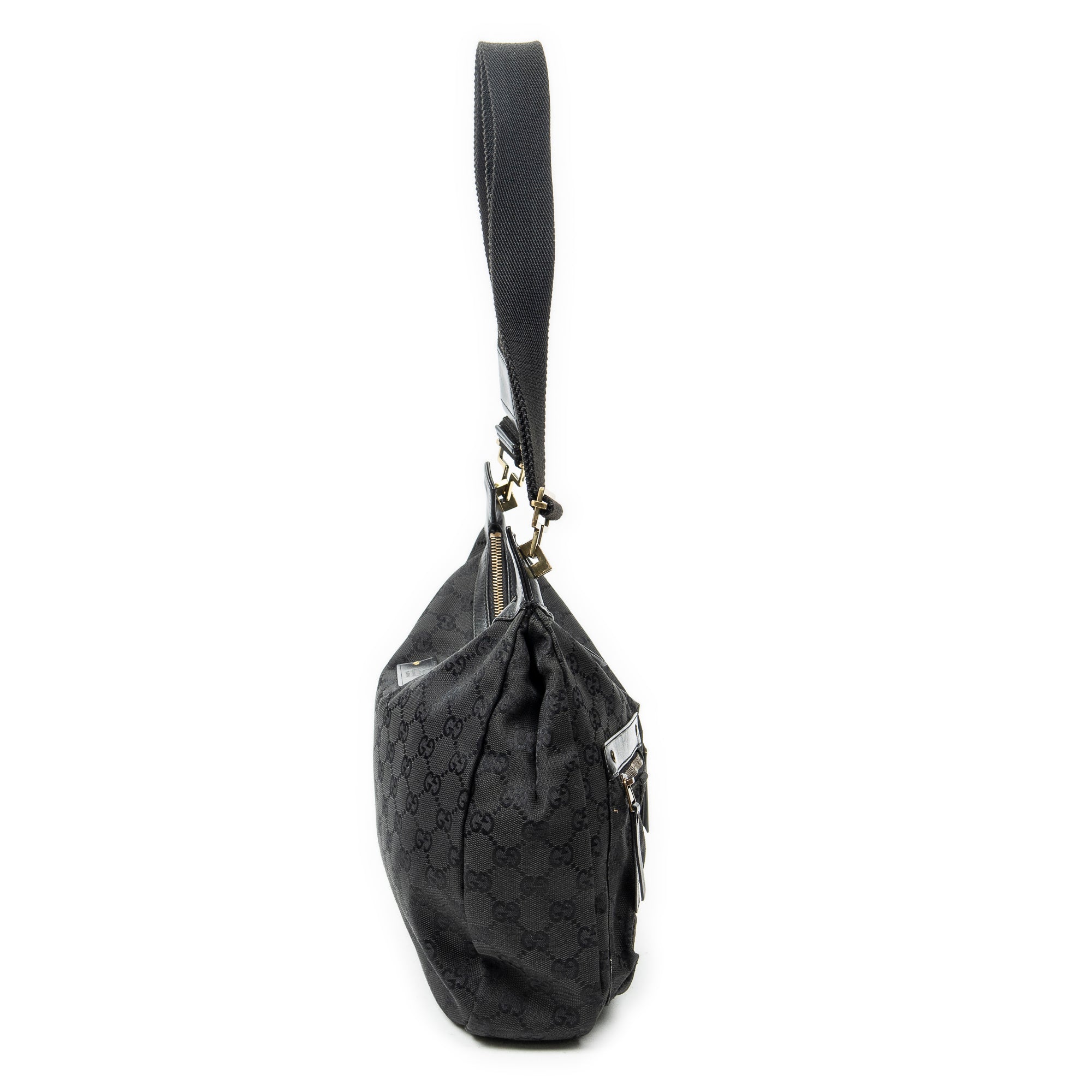 Shoulder Bag Double Pocket Messenger Black Monogrammed Canvas